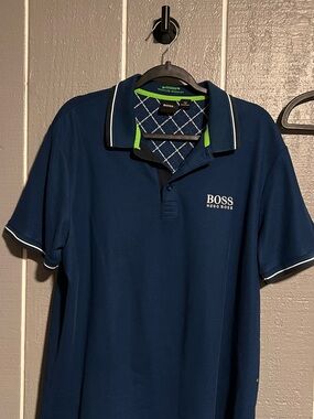 Hugo Boss Navy Polo with Contrast Trim
